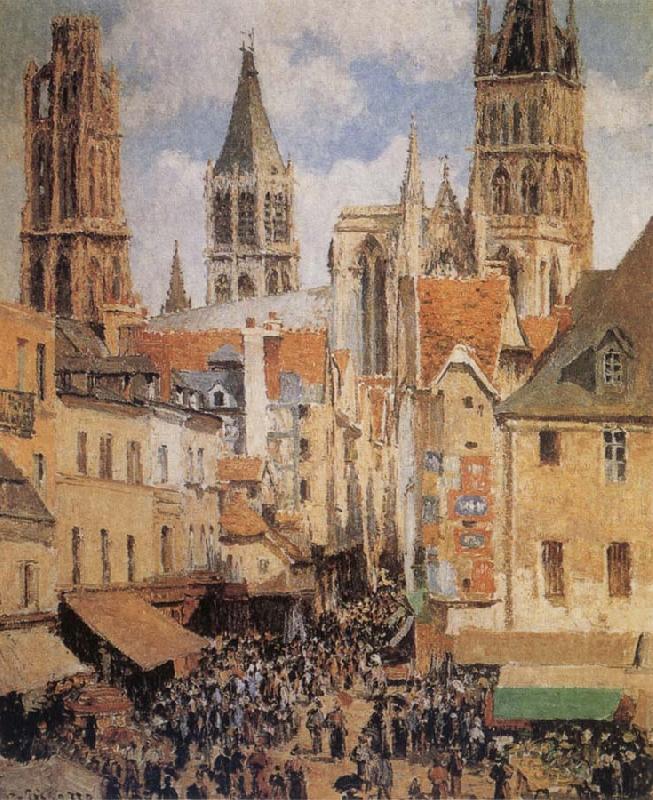 Camille Pissarro The Old Marketplace in Rouen and the Rue de l-Epicerie